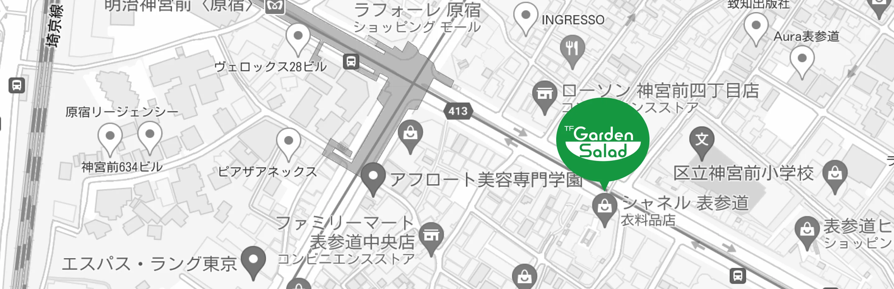 ガーデンサラダの店舗の地図情報